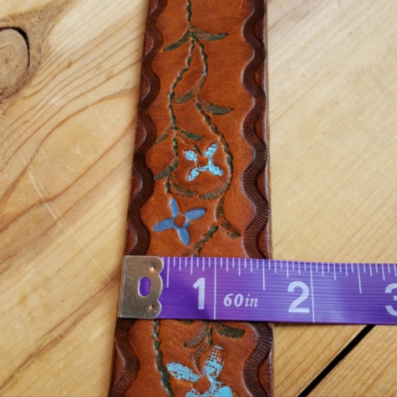 XS Lucky Brand Belt Leather Floral Hand Painted - Picture 8 of 8